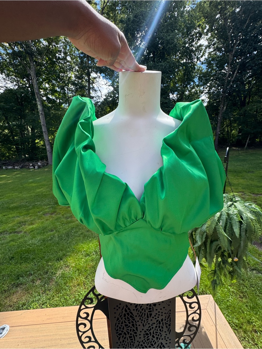 ASOS LUXE Satin Bubble Bardot Top